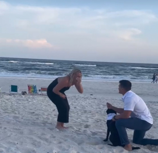 Illustration de l'article : Ce Labrador assiste &agrave; la demande en mariage de ses propri&eacute;taires sur une plage et devient fou de joie (vid&eacute;o)