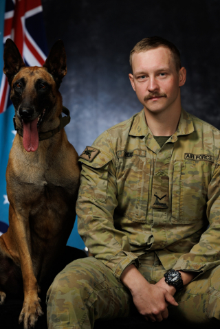 Illustration de l'article : Blessé en mission et mis à la retraite, ce chien militaire est adopté définitivement par son maître-chien