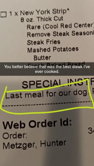 Illustration de l'article : Un restaurant prépare avec soin le dernier repas d’une chienne condamnée