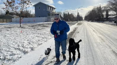 Illustration : "L’engagement de bénévoles envers des personnes à mobilité réduite pour les aider en promenant leurs compagnons canins"