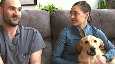 Illustration : Ce couple interrompt leur cérémonie de mariage pour aller sauver leur chien perdu en forêt